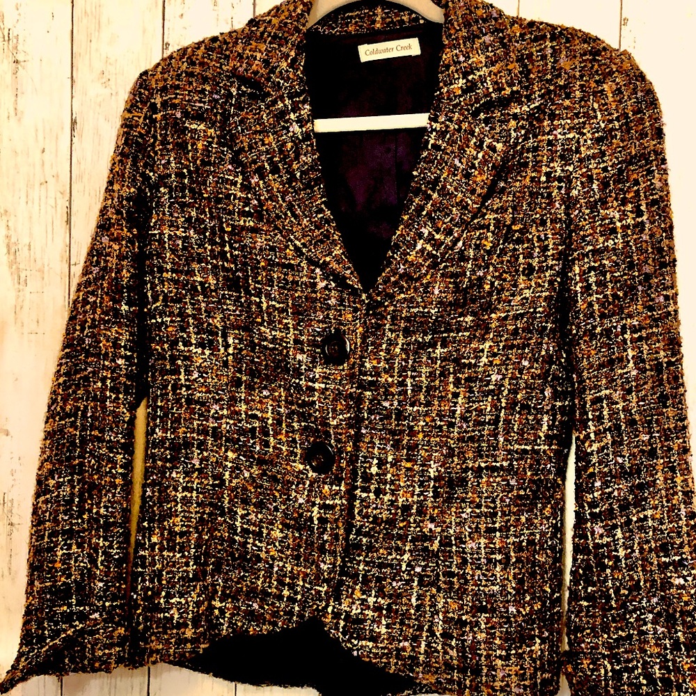 Coldwater creek brown with gold blazer size 8.